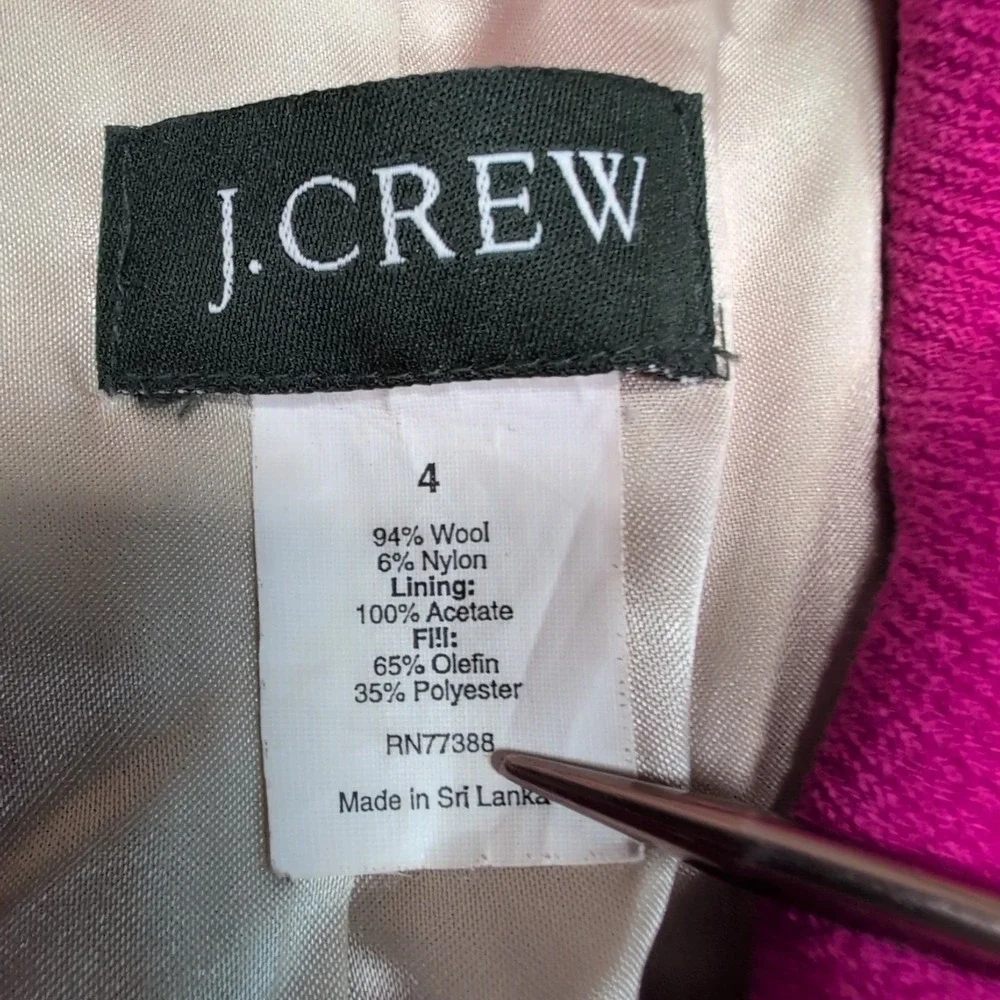 J. Crew Jacket Womens 4 Pink Wool Blend Coat Comort Preppy Button Up Pockets - Picture 6 of 16
